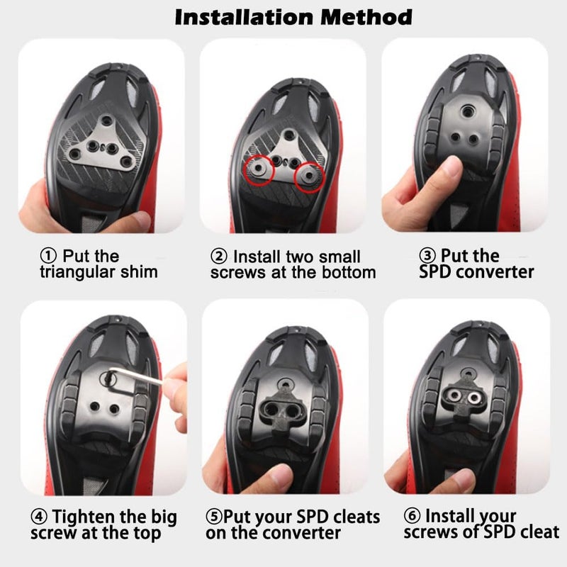 Thinvik Cleats Stabilizing Adapters for SPD, Transform Road Bike Cycling Shoes for SPD Shoes Three Holes Convert to Two Holes to Compatible with SPD Cleats - Image 4